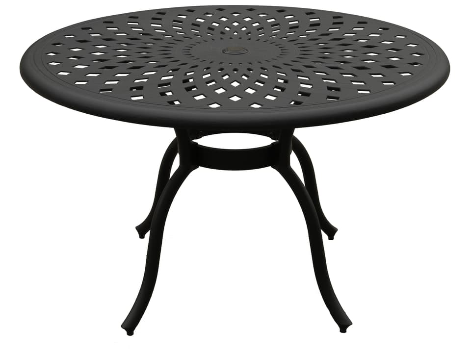Modern Mesh Aluminum 48-Inch Round Dining Table in Black