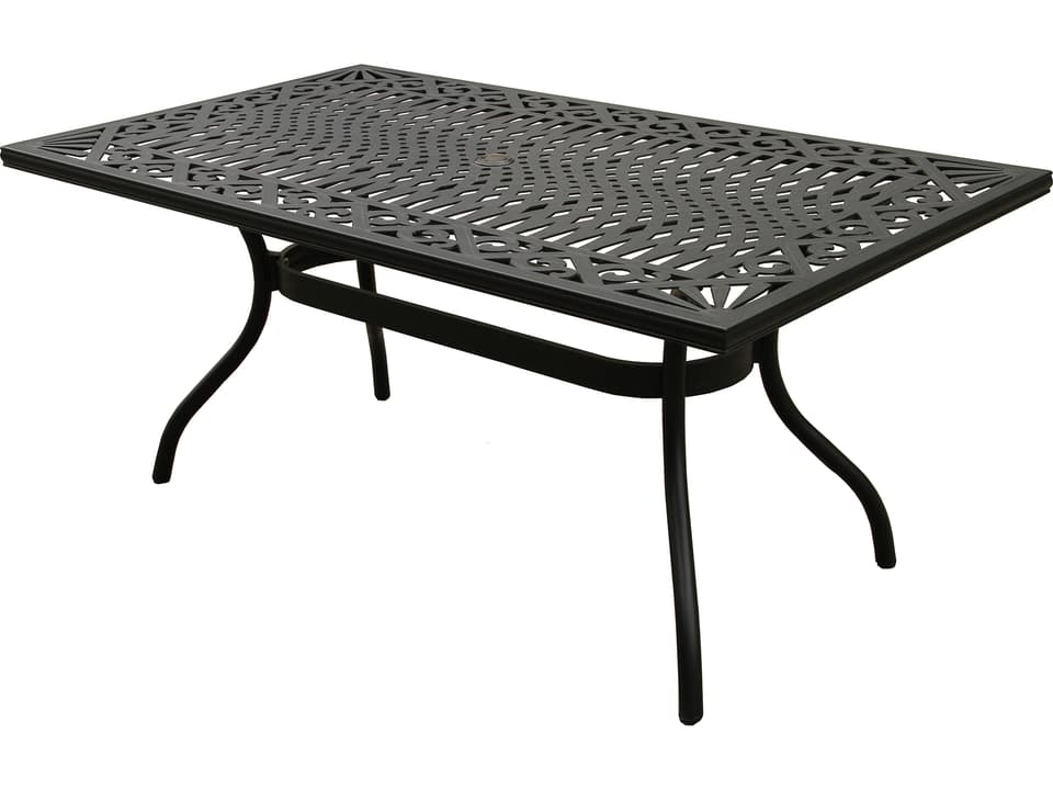 Ornate Mesh Aluminum 68-Inch Rectangle Dining Table in Black