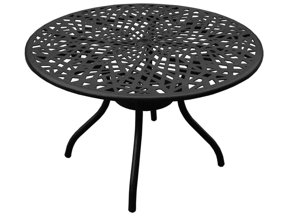 Modern 48-Inch Round Aluminum Dining Table in Black
