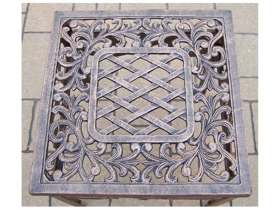 Mississippi Square End Table in Antique Bronze Cast Aluminum