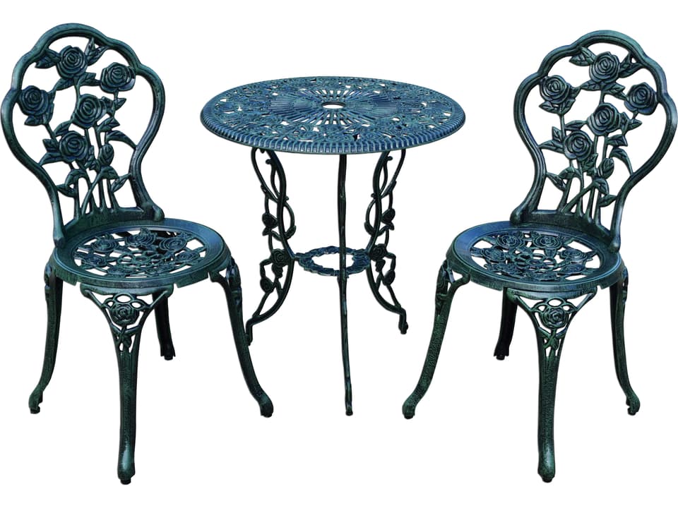 Rose Cast Aluminum 3-Piece Bistro Set in Verdi Green