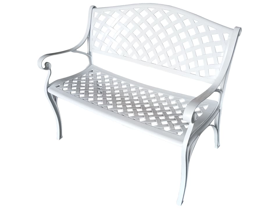 Modern Cast Aluminum Bench Loveseat in White