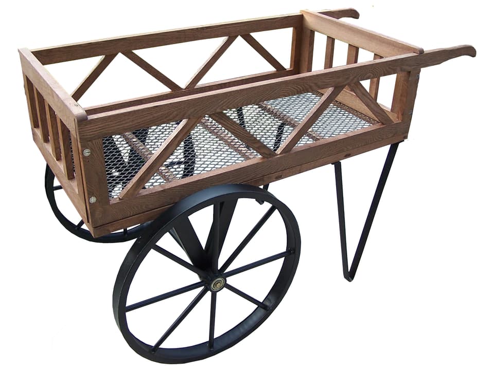 Flower Garden Wagon on Wheels in Black