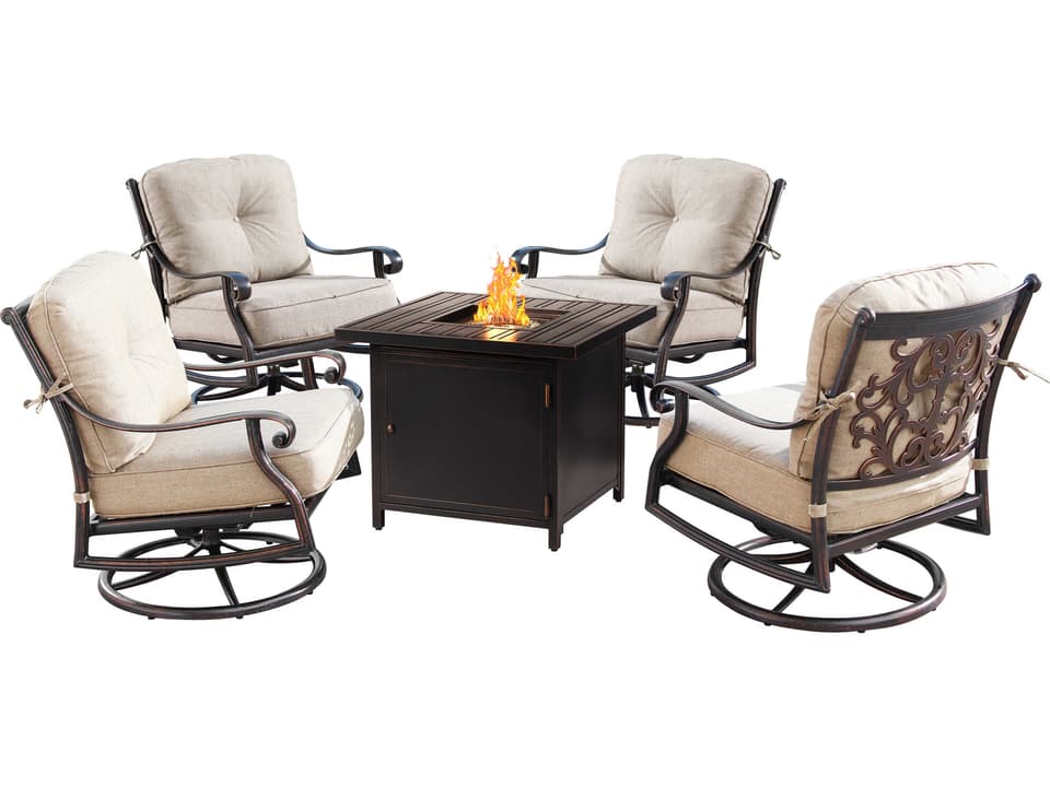 Canyon Cholula 32-Inch Square Aluminum 5-Piece Fire Pit Set