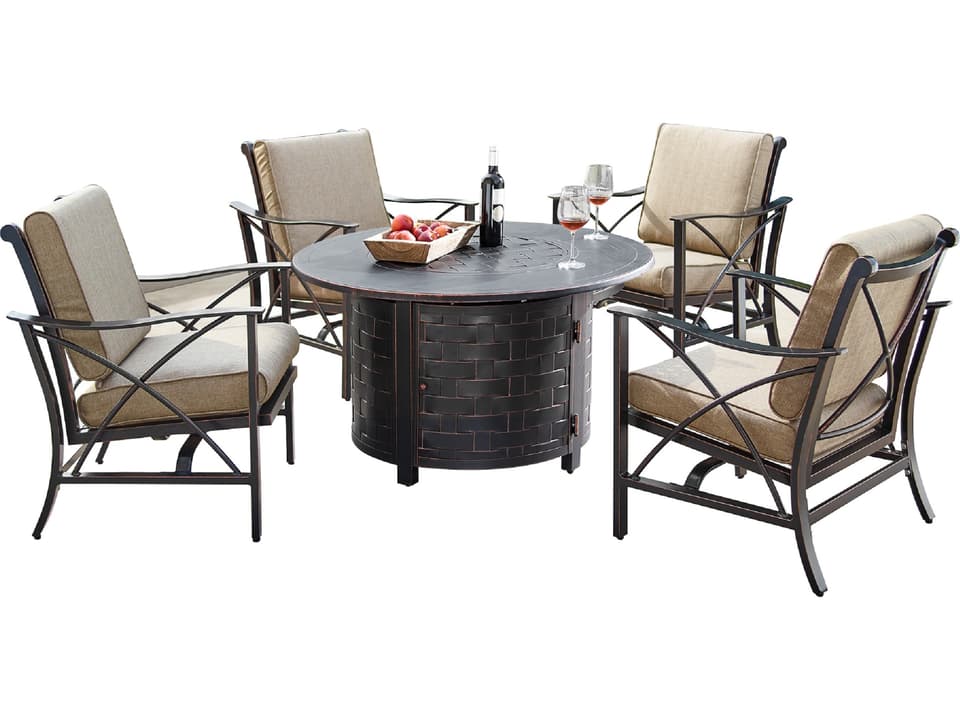Chile Rico 44-Inch Round Fire Pit Table 5-Piece Set