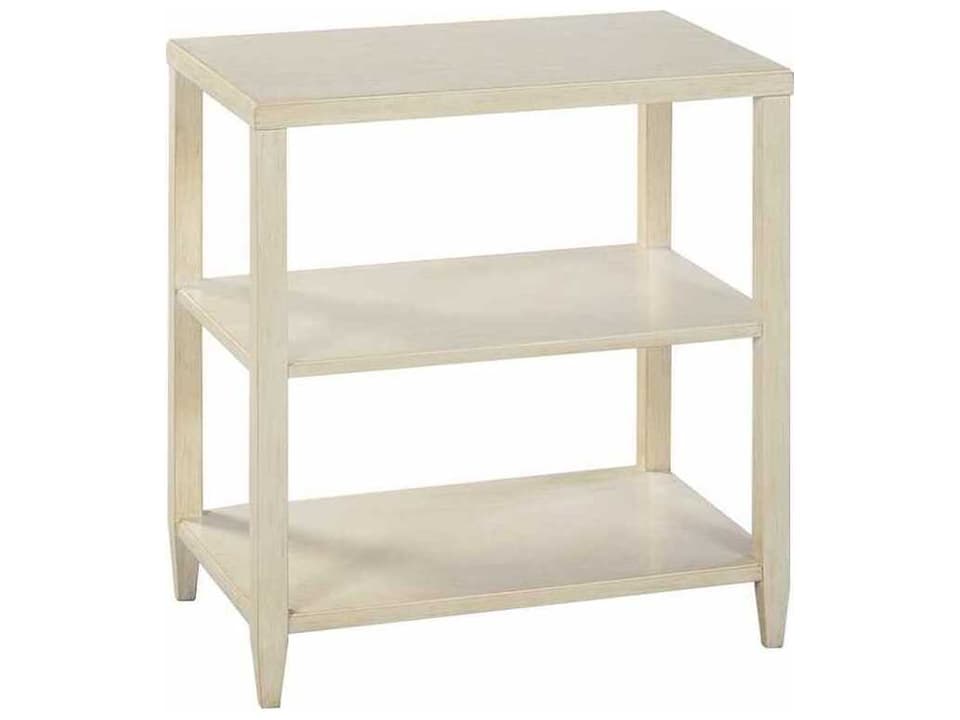 Tempo Rectangular Wood Drift End Table with Two Tiered Shelves