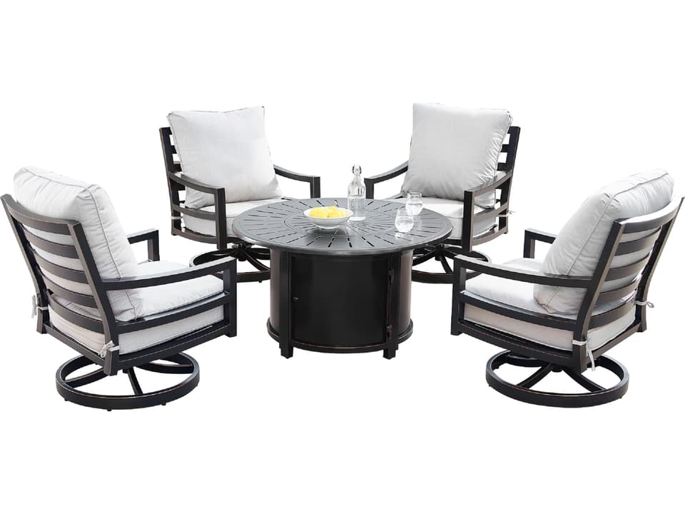 Aluminum 44'' Round Fire Pit Table Set