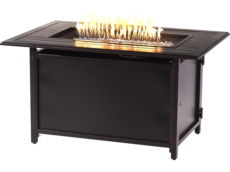 Istanbul Rectangular Cast Aluminum Propane Fire Pit Table Antique Copper