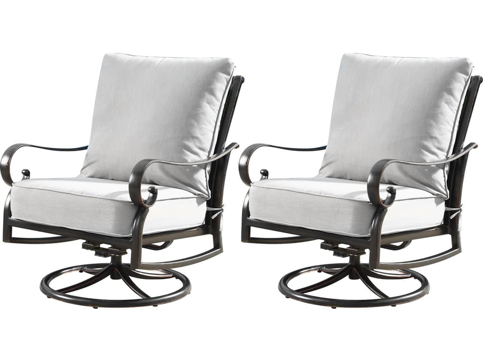 RICA Deep Seating Aluminum Swivel Rocking Club Chairs Set of 2 in Antique Copper with Grey Cushions