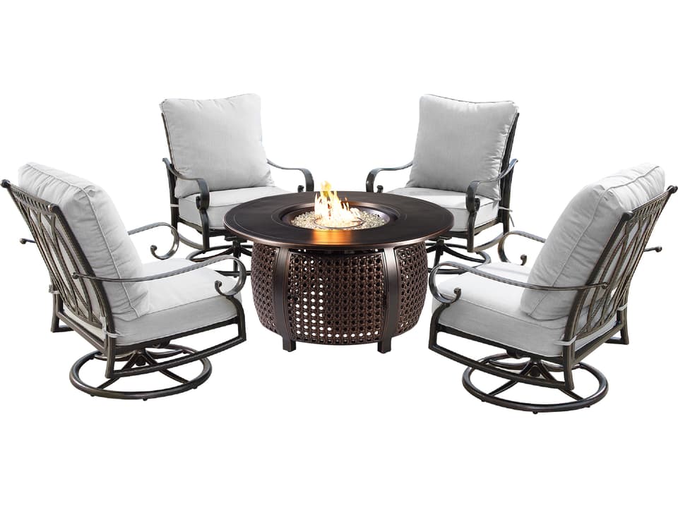 Rica-Cliff 5-Piece 44-Inch Round Fire Pit Table Set in Antique Copper