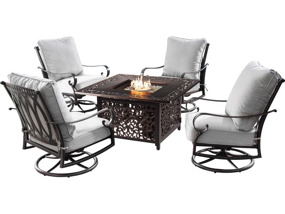 Aluminum 42'' Square Fire Pit Table Set