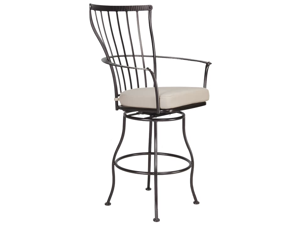 Monterra Swivel Wrought Iron Bar Stool with Arms