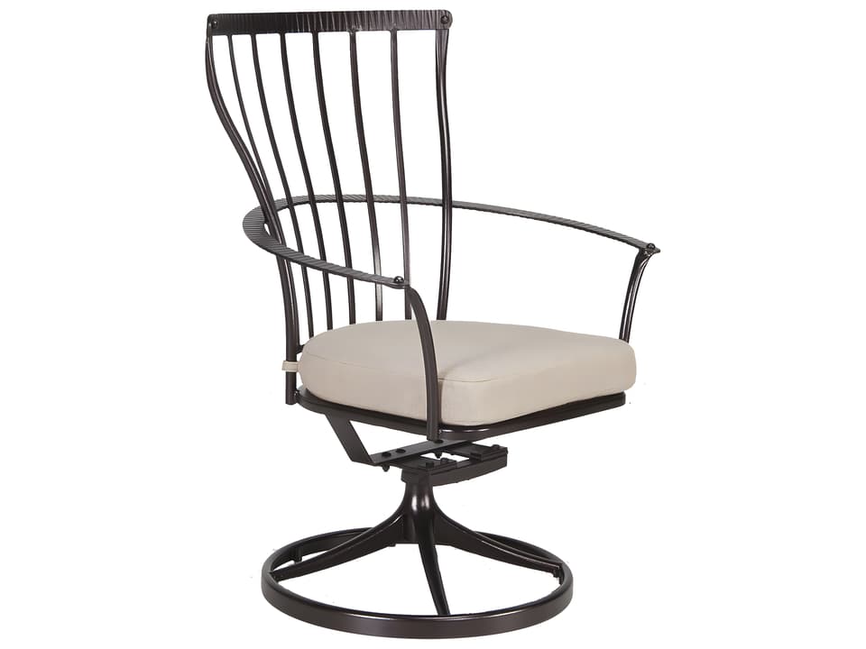 Monterra Wrought Iron Swivel Rocker Outdoor Patio Dining Arm Chair