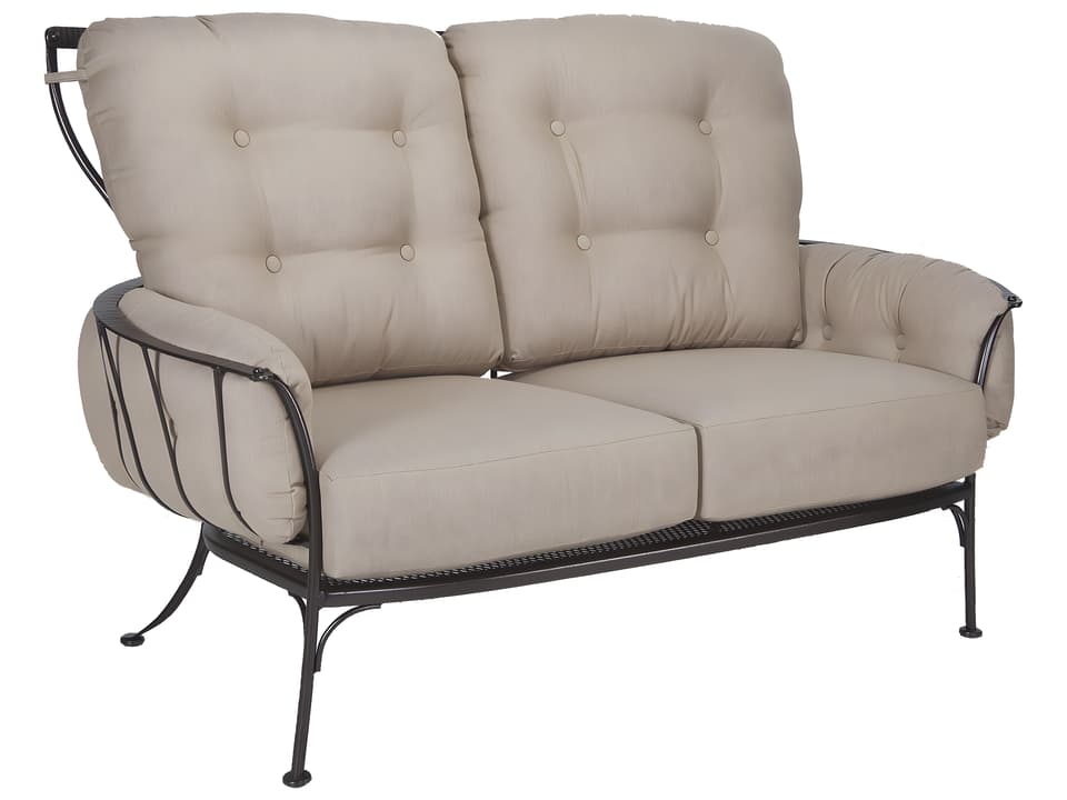 Monterra Wrought Iron Outdoor Loveseat Sofa with Cushions