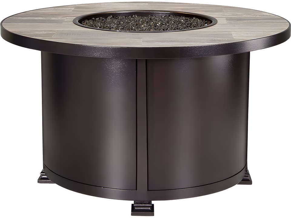 Santorini 42-Inch Round Wrought Iron Chat Height Fire Pit Table