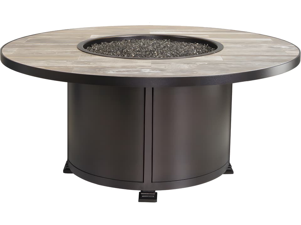 Santorini 54-Inch Round Wrought Iron Chat Height Fire Pit Table