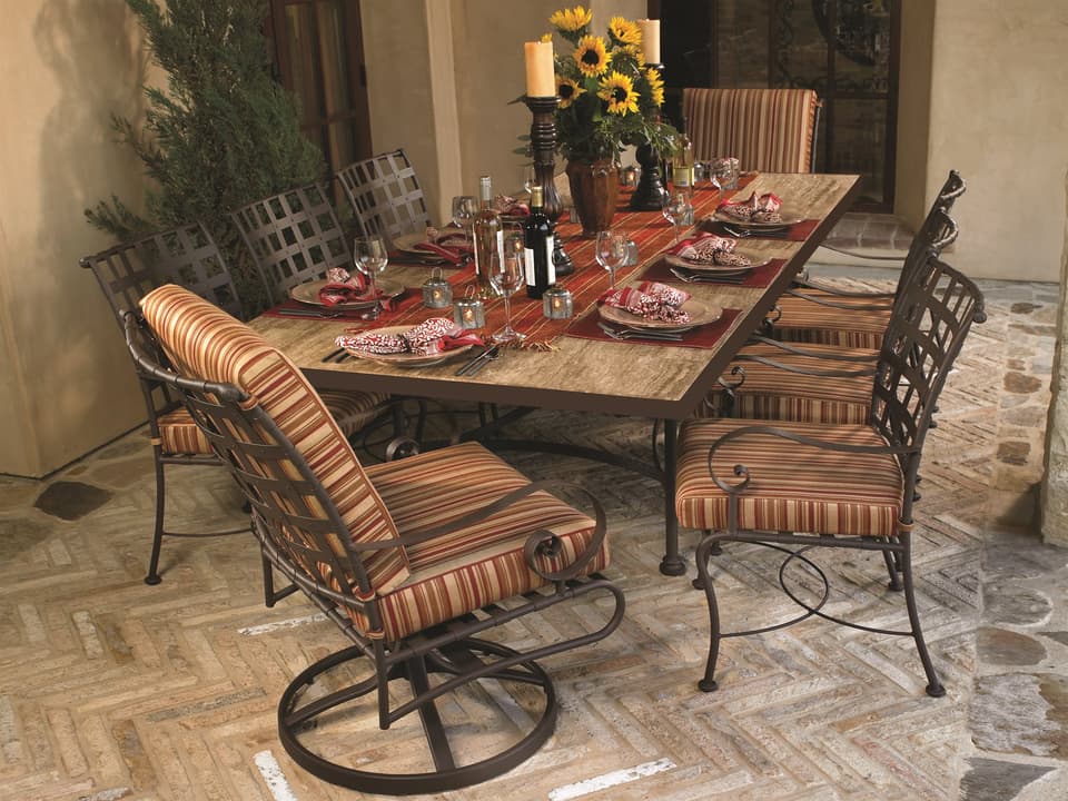 Classico Wide Arms Wrought Iron Outdoor Patio Dining Set