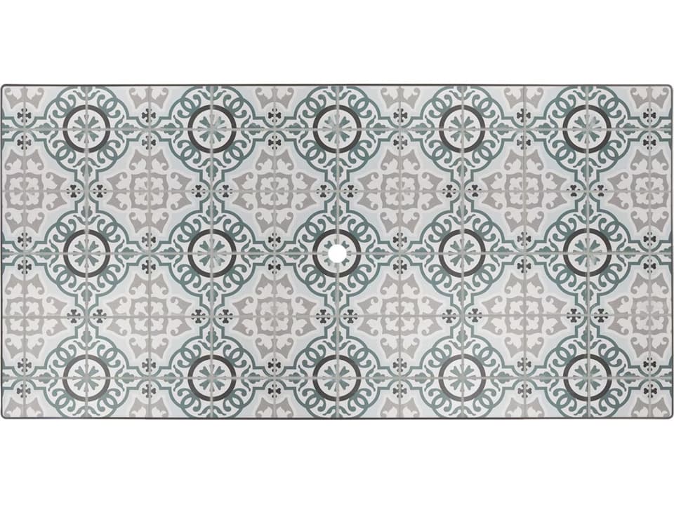 Valencia Porcelain Rectangular Table Top with Aluminum Rim & Umbrella Hole