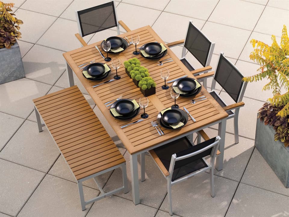 Travira 6-Piece Outdoor Dining Set Flint Aluminum Black Sling