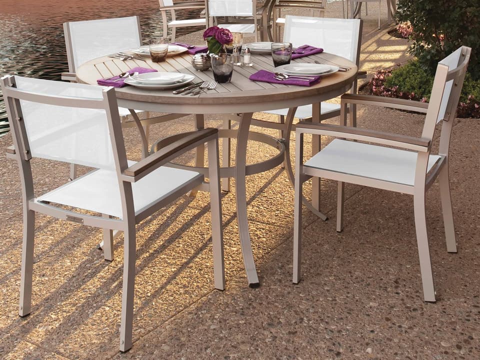 Travira Outdoor Stacking Dining Side Chair with Tekwood Natural Seat