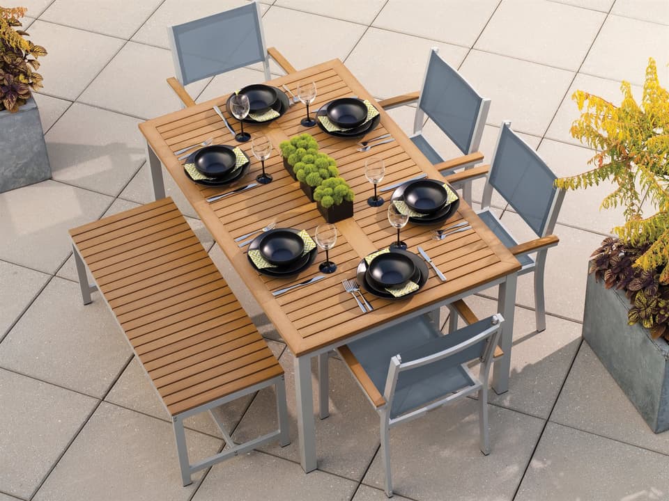 Travira 6-Piece Outdoor Dining Set with Tekwood Table and Titanium Sling