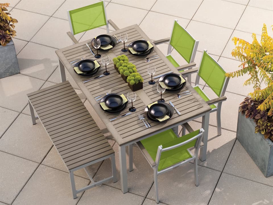 Travira Dining Armchair Go Green Sling with Flint Aluminum Frame