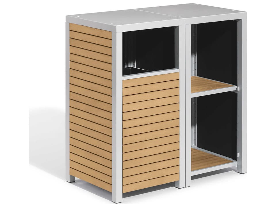 Travira 2 Piece Modular Valet Waste Receptacle and Shelves Set in Natural