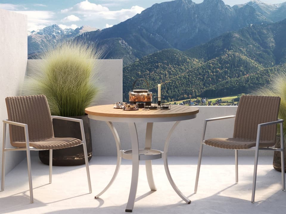 Orso 3-Piece Wicker Bistro Set with Sand Wicker and Tekwood Top