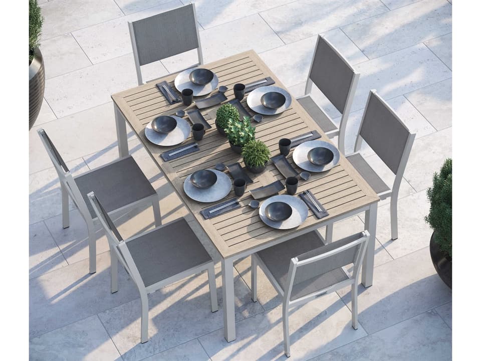 Travira Outdoor Rectangular Dining Set with Aluminum Frame and Titanium Sling
