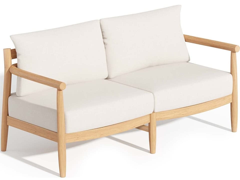 Lido Teak Natural Outdoor Loveseat with Bliss Linen Cushions