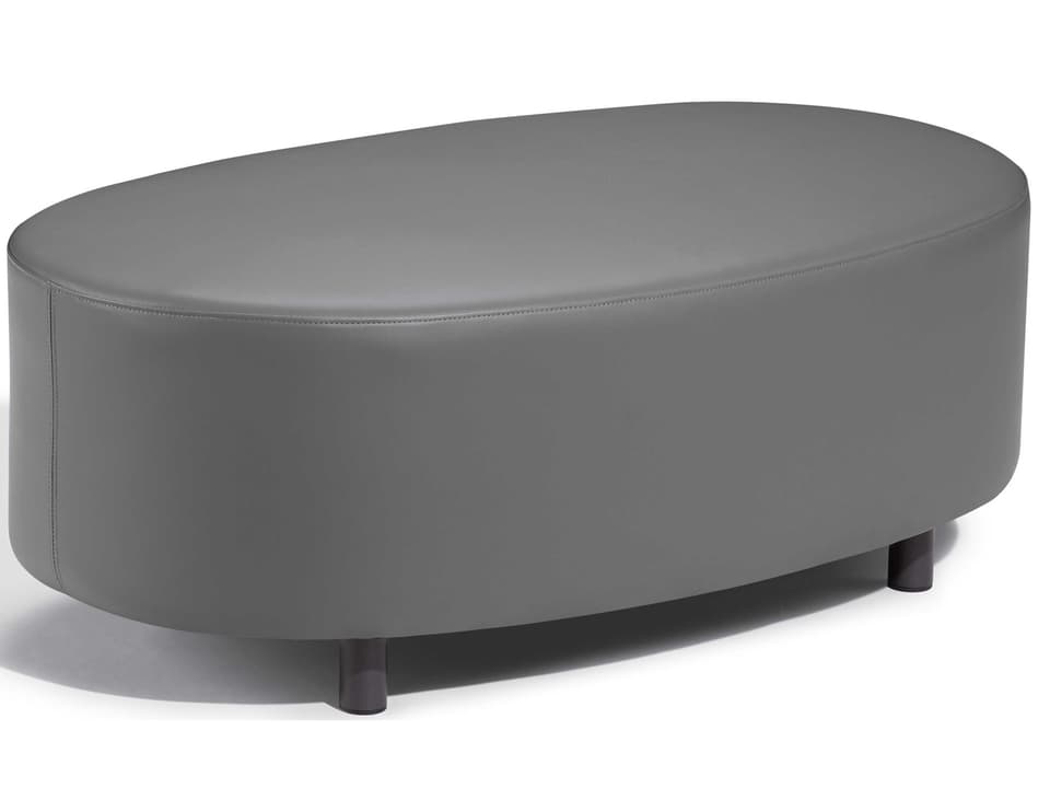 Salino Oval Coffee Table with Nauticau Synthetic Leather Top in Carbon