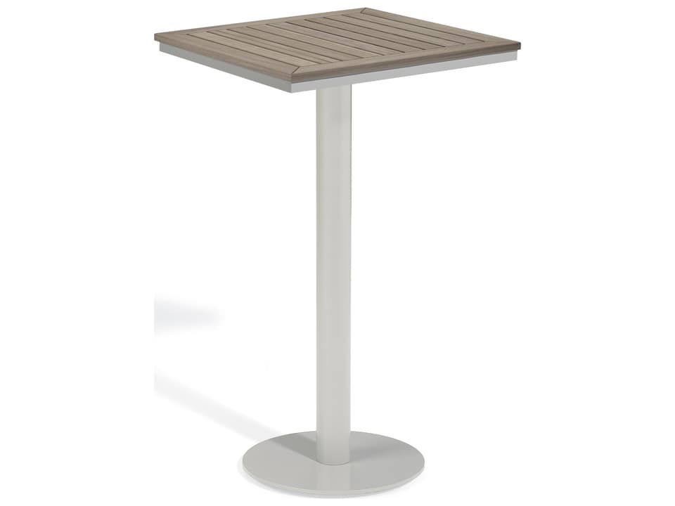 Travira 24 Inch Square Tekwood Bar Table with Flint Frame