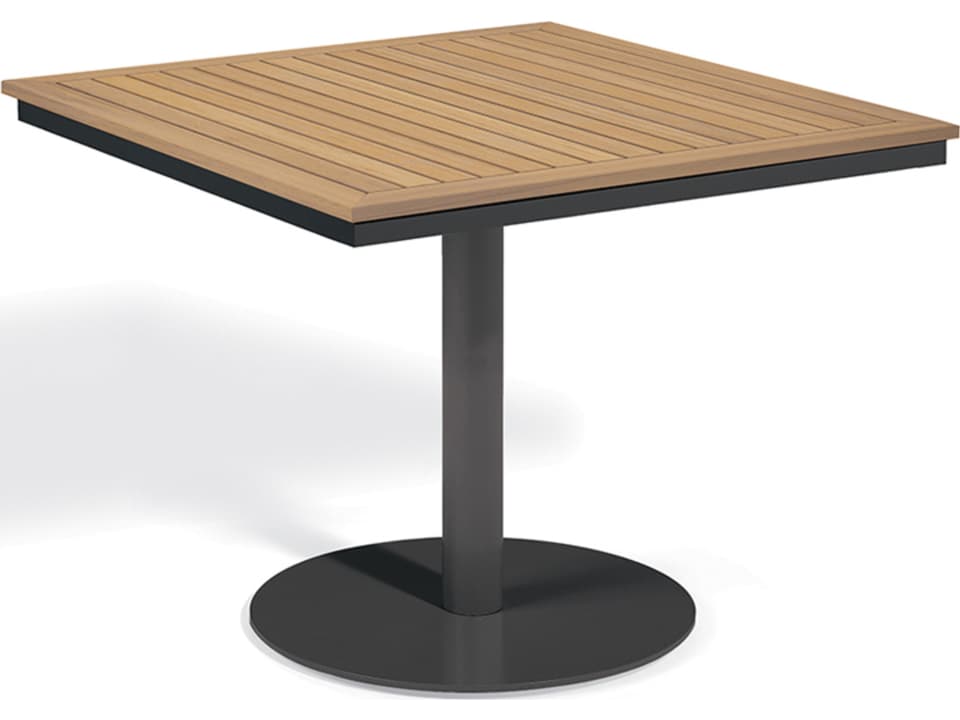 Travira 36 Inch Square Patio Bistro Table in Carbon Aluminum and Tekwood