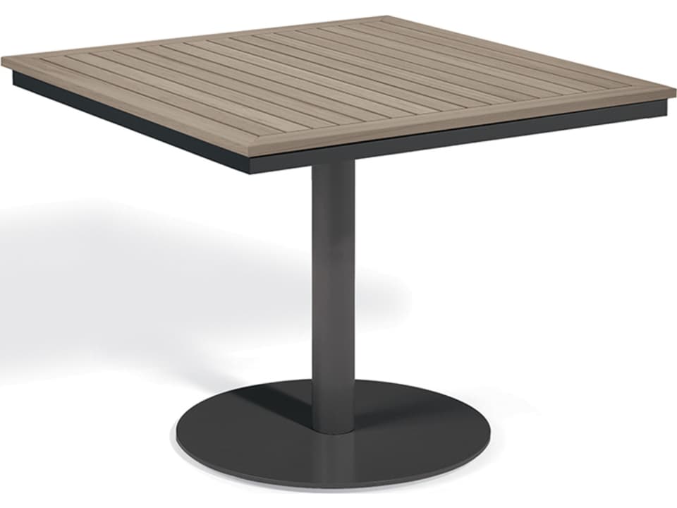 Travira 38 Inch Square Tekwood Top Outdoor Bistro Dining Table in Carbon