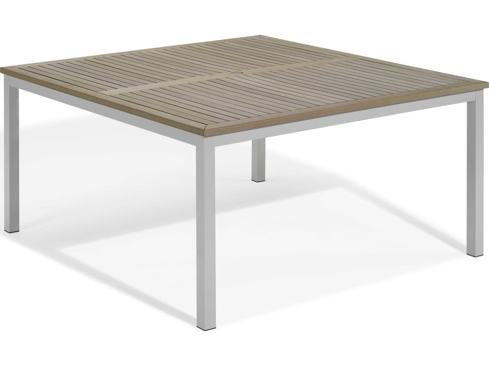 Travira 60 Inch Square Outdoor Dining Table with Vintage Tekwood Top