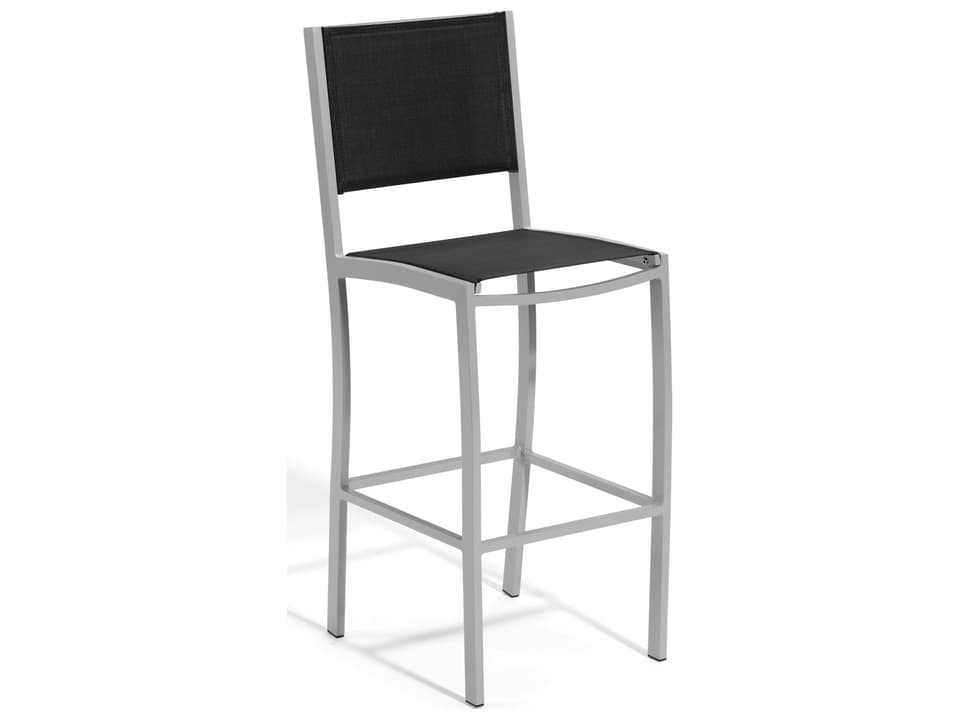 Travira Backless Bar Stool with Natural Sling in Flint