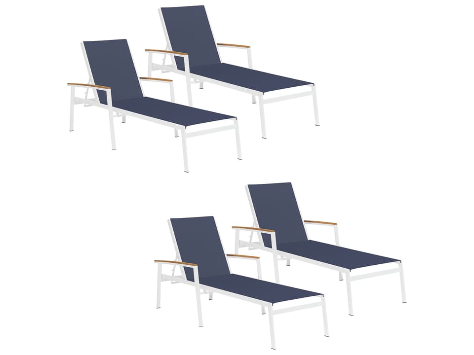 Travira Aluminum Flint Stackable Outdoor Patio Chaise Lounge with Ink Pen Sling Set of 4