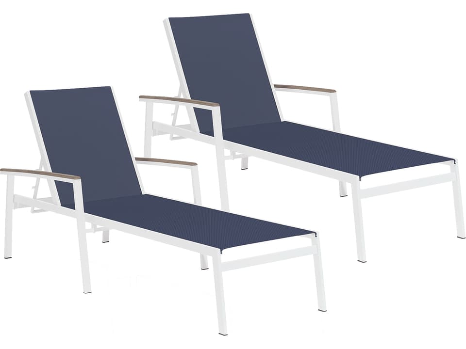 Travira Aluminum Chalk Stackable Patio Chaise Lounge with Ink Pen Sling Set of 2