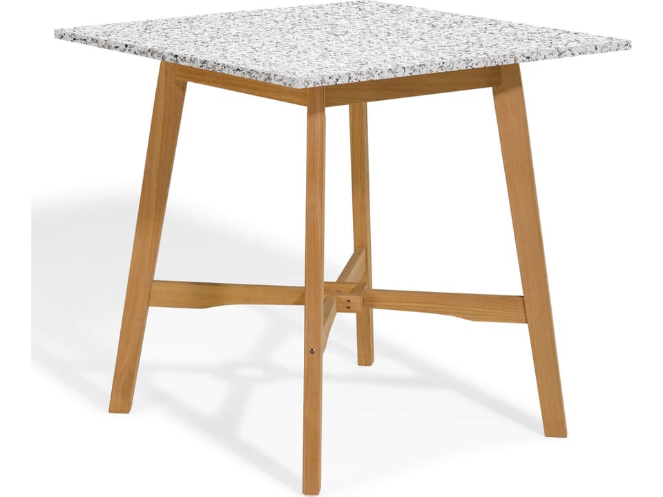 Wexford 42-Inch Square Shorea Wood Umbrella Hole Bar Table