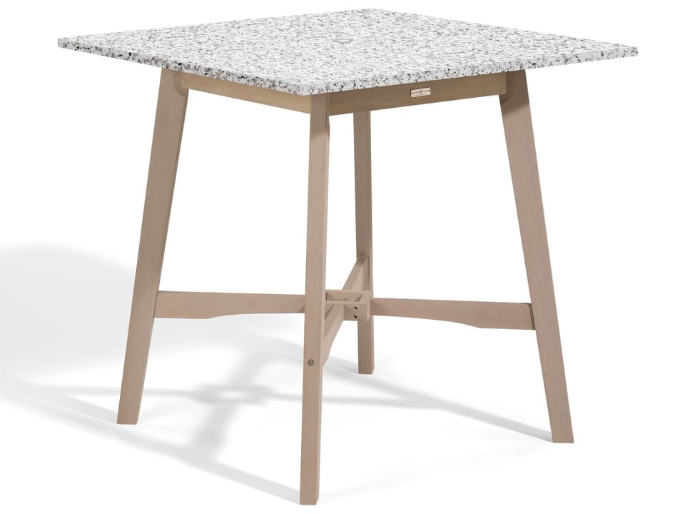 Wexford Shorea Wood Square Bar Table with Lite-Core Granite Top in Grigio