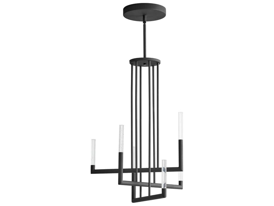 Lustre 6-Light Black Linear Tiered Chandelier with Integrated LED
