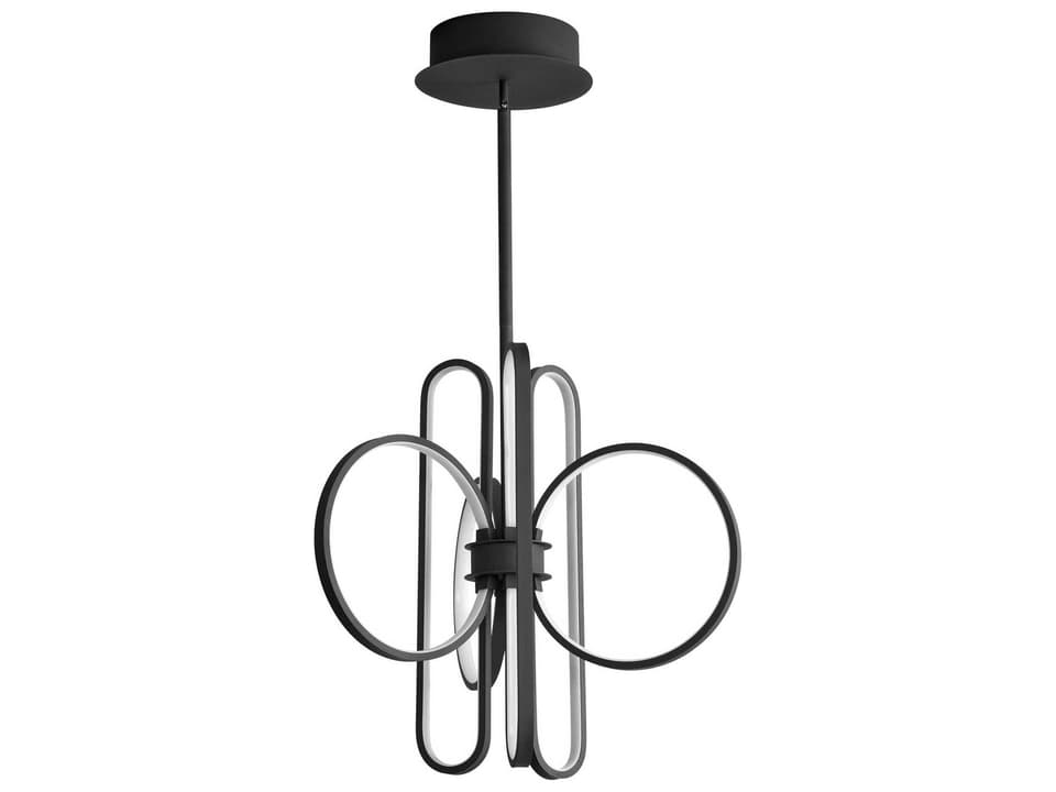 6-Light Lupe Black LED Chandelier with Matte White Diffuser