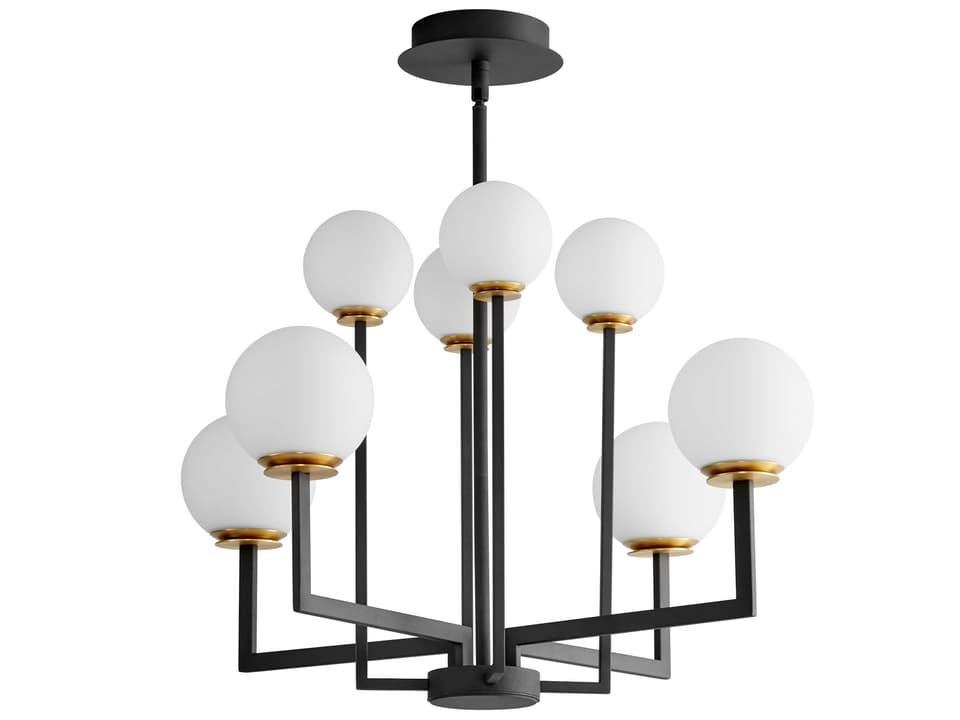8-Light Bonzo Globe Geometric Chandelier in Black and Aged Brass