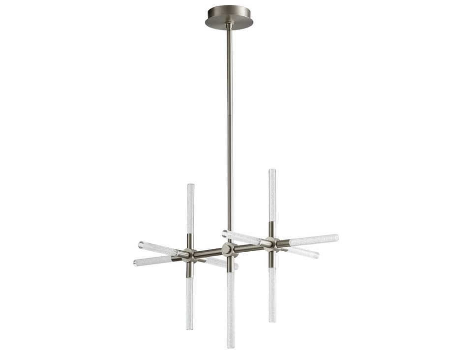 Tali 11-Light Satin Nickel Linear Chandelier with Bubble Acrylic Rods