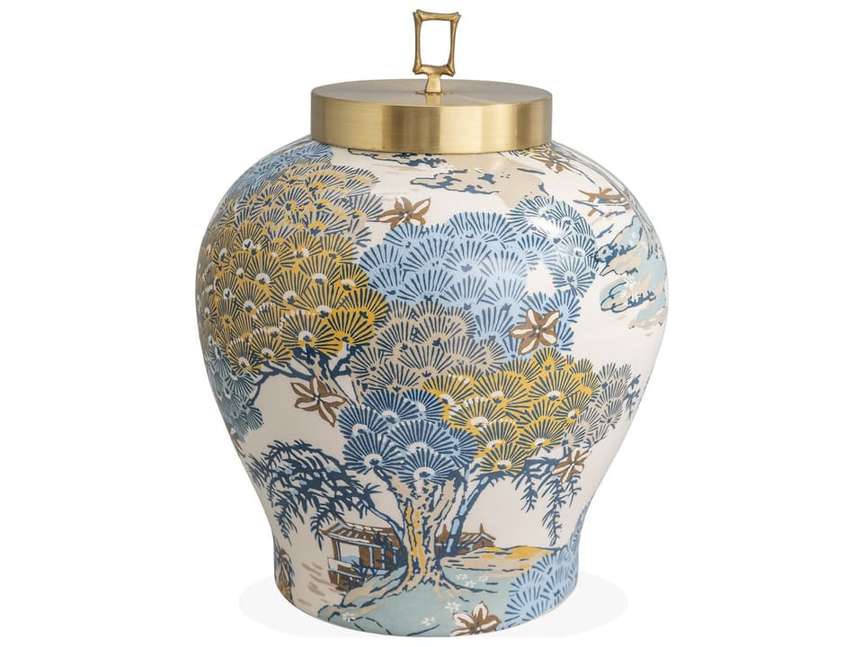 Sea of Trees Decorative Jar with Brass Bamboo Finial