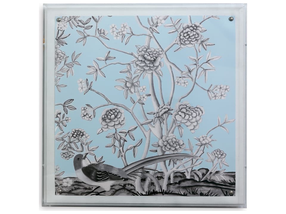 Blue Chinoiserie II Giclee Print Wall Art in Lucite Shadow Box