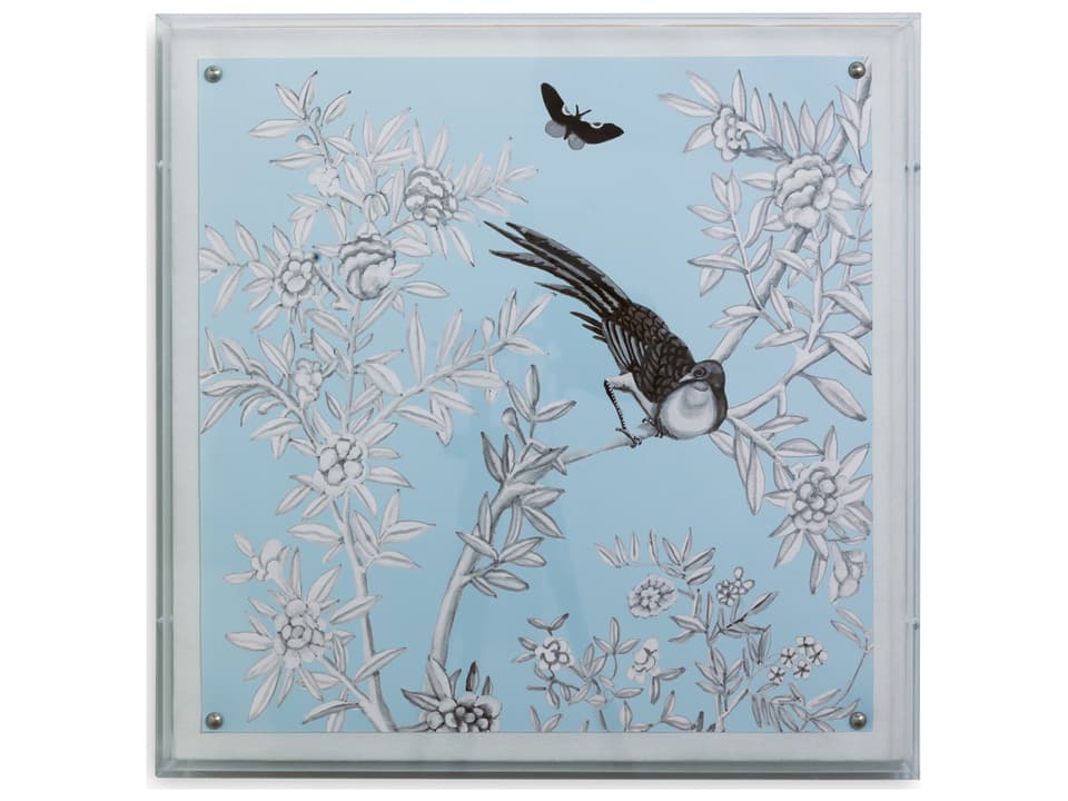 Blue Chinoiserie III Wall Art with Lucite Shadow Box