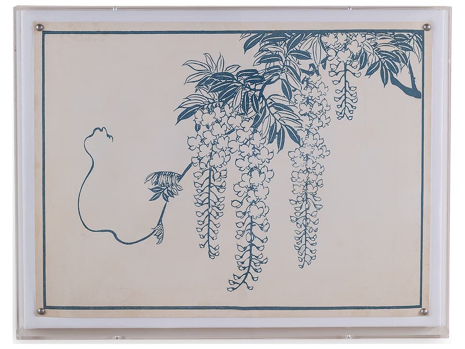 Wisteria I Botanical Giclee Wall Art Panel in Lucite Shadowbox Frame