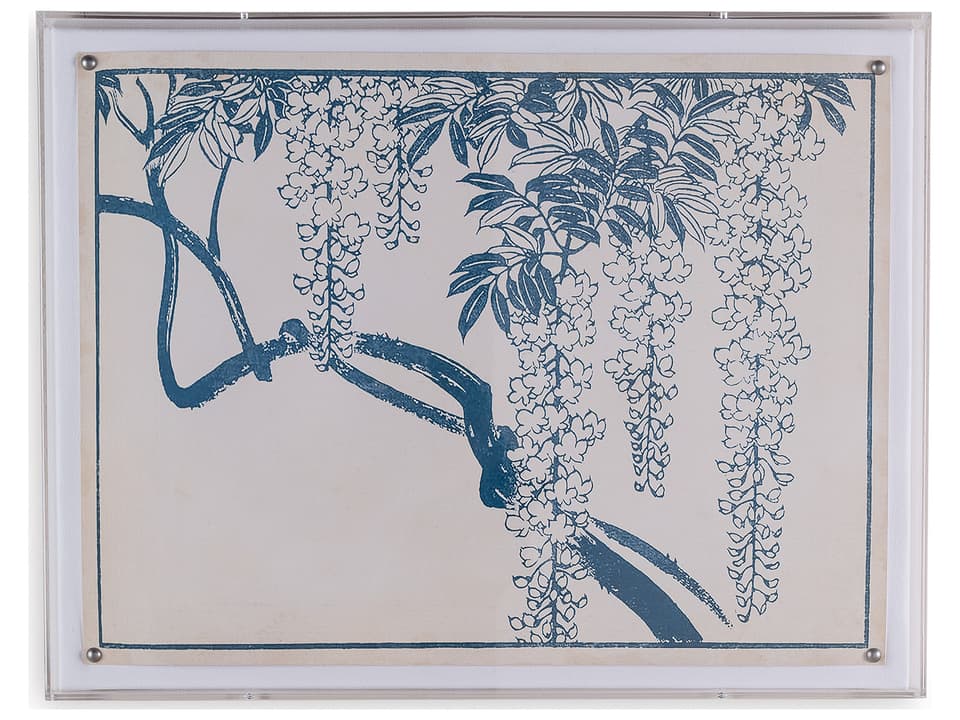 Wisteria II Giclee Wall Art in Lucite Shadowbox Frame with Nailhead Trim