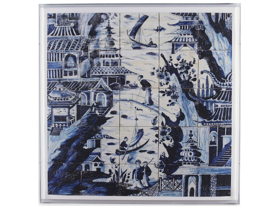 Delft Tile II Giclee Wall Art in Lucite Shadow Box